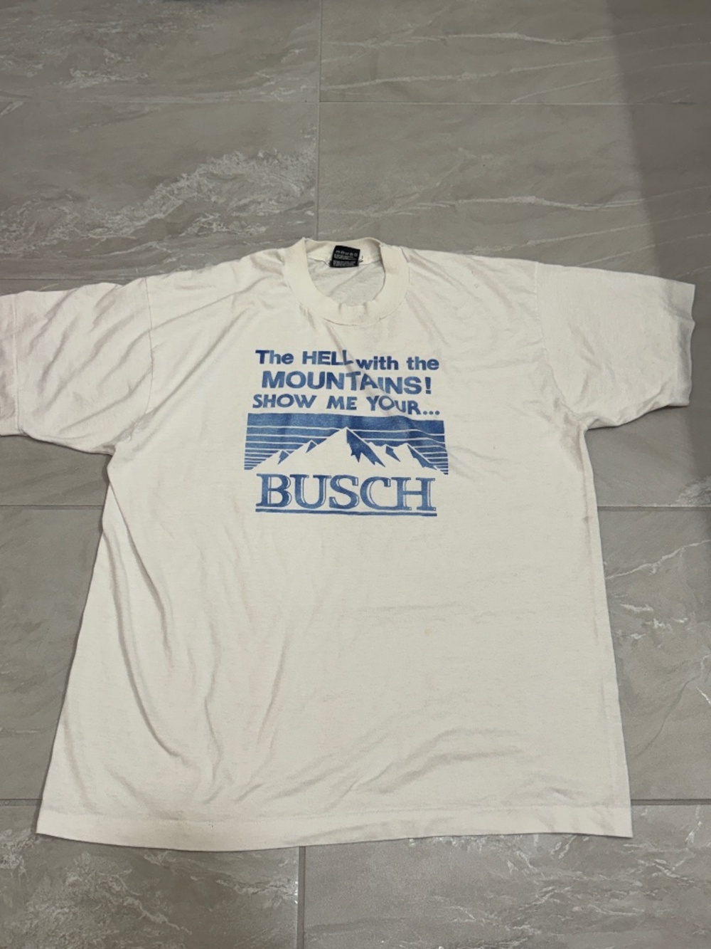 Vintage Busch Mountain Graphic Tee Fruit of the Loom XL USA Made